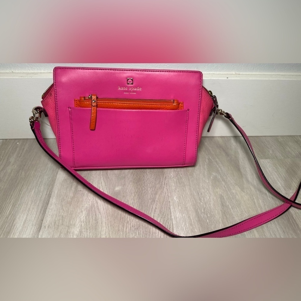 Kate Spade Adelia LEATHER Crossbody Bgnvl/Cbon Pink Shoulder Bag - Picture 1 of 6